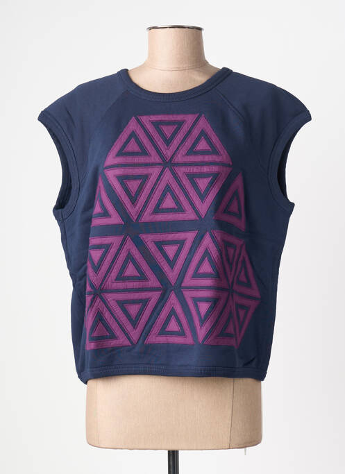 Sweat-shirt col rond sans manche bleu LEON & HARPER femme