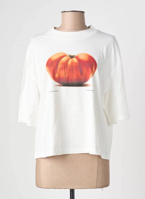 T-shirt coupe droite manches courtes blanc THINKING MU femme