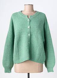 Gilet manches longues fermeture boutonnée sur le devant vert GRACE & MILA femme