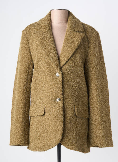 Manteau court fermeture boutonnée sur le devant sans capuche vert OBJECT femme