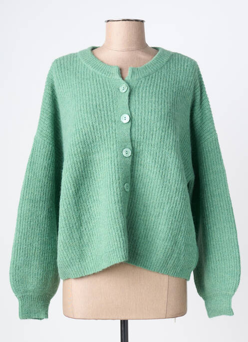 Gilet manches longues fermeture boutonnée sur le devant vert GRACE & MILA femme