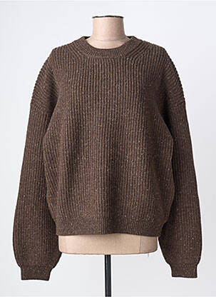 Pull col rond manches longues marron THINKING MU femme