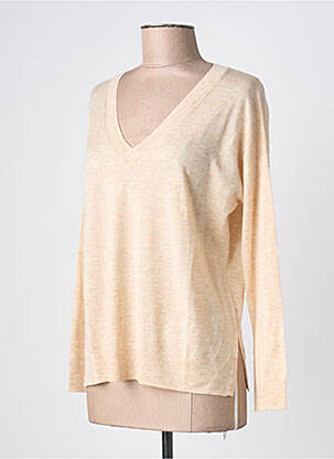 Pull col v manches longues beige LA PETITE ETOILE femme