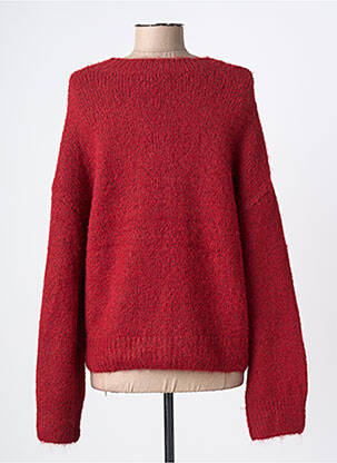 Pull coupe droite manches longues rouge OBJECT femme
