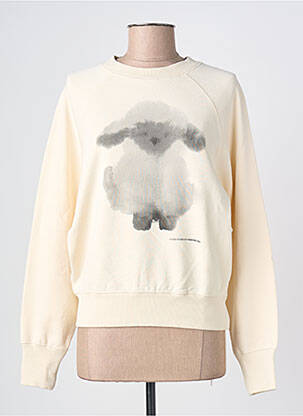 Sweat-shirt sérigraphie floquée manches longues beige THINKING MU femme