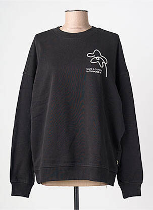 Sweat-shirt broderie manches longues noir THINKING MU femme
