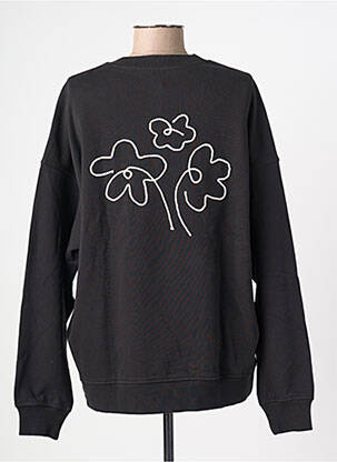 Sweat-shirt sérigraphie floquée manches longues noir THINKING MU femme