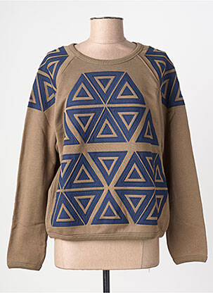 Sweat-shirt broderie manches longues marron LEON & HARPER femme
