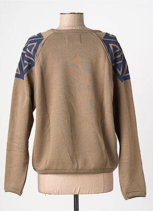 Sweat-shirt broderie manches longues marron LEON & HARPER femme