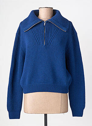 Pull maille tricot manches longues bleu THINKING MU femme