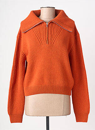 Pull maille tricot manches longues orange THINKING MU femme