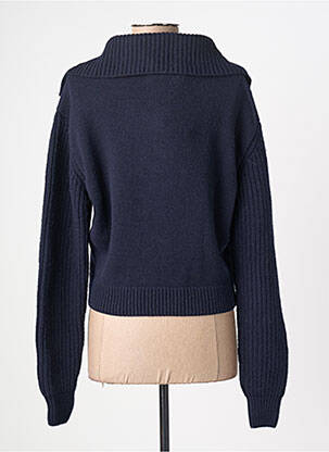 Pull coupe droite manches longues bleu fonce THINKING MU femme