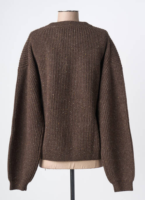 Pull col rond manches longues marron THINKING MU femme