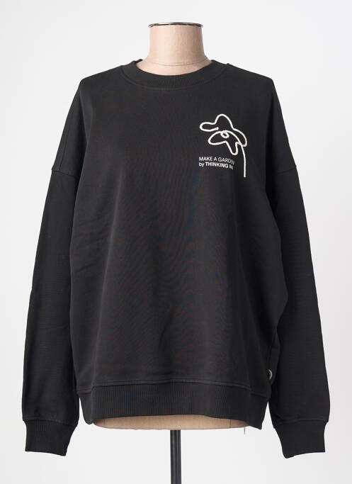 Sweat-shirt sérigraphie floquée manches longues noir THINKING MU femme