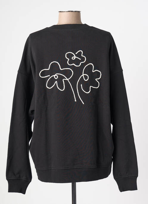 Sweat-shirt sérigraphie floquée manches longues noir THINKING MU femme