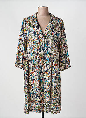 Robe courte imprimé fleurs manches 3/4 beige PAKO LITTO femme