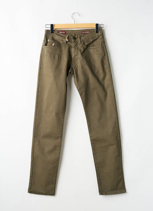 Pantalon slim tissage popeline taille normale vert MCS homme