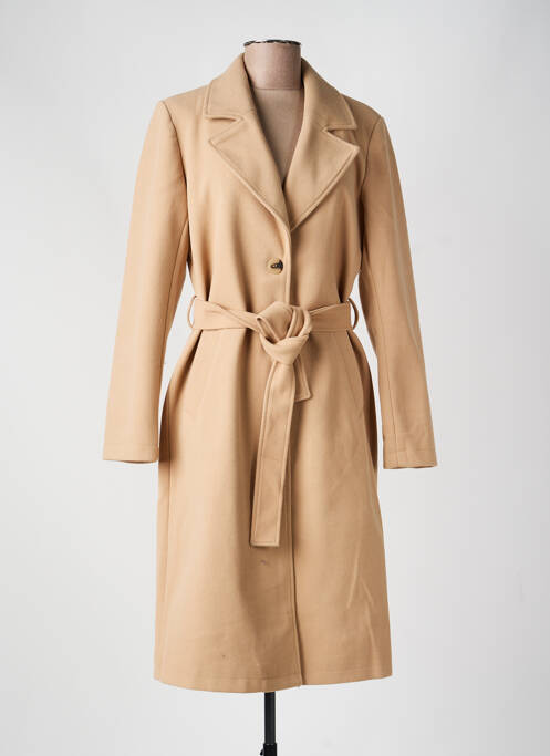 Manteau long coupe cintrée sans capuche beige VILA femme