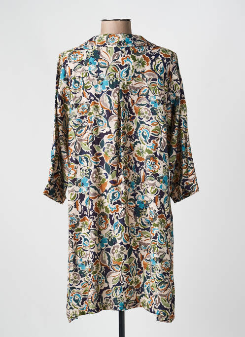 Robe courte imprimé fleurs manches 3/4 beige PAKO LITTO femme