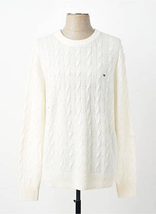 Pull col rond manches longues blanc TOMMY HILFIGER homme