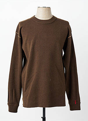 Pull col rond manches longues marron SCOTCH & SODA homme