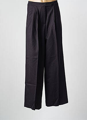 Pantalon large tissage popeline taille haute noir GRACE & MILA femme