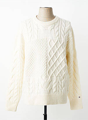 Pull col rond manches longues beige TOMMY HILFIGER homme