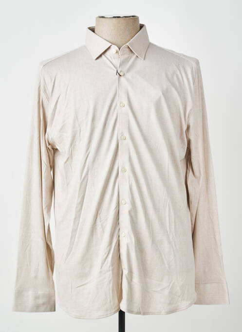 Chemise manches longues coupe cintrée beige DESOTO homme