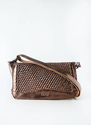 Sac bandoulière réglable forme rectangulaire marron LEA.TONI femme