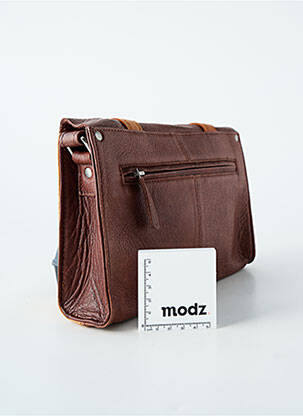 Sac cuir lisse forme rectangulaire marron LEA.TONI femme