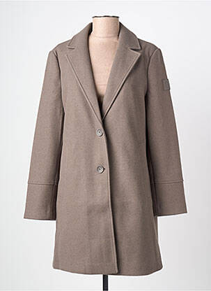 Manteau long coupe droite sans capuche gris CECIL femme
