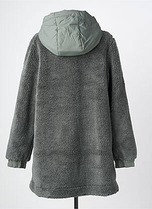 Manteau long coupe droite a capuche vert CECIL femme