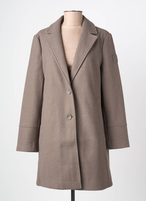 Manteau long coupe droite sans capuche gris CECIL femme