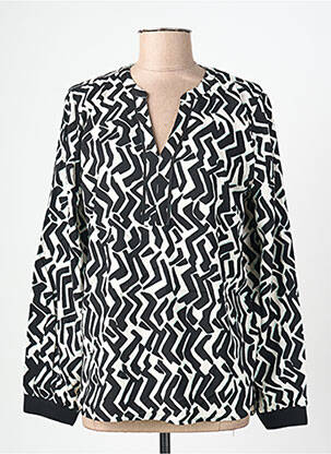 Blouse tissage popeline manches longues noir CECIL femme