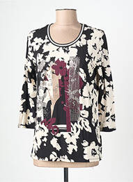 T-shirt imprimé fantaisie manches 3/4 noir BETTY BARCLAY femme