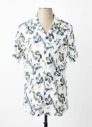 Chemise manches courtes col tailleur bleu DESOTO homme