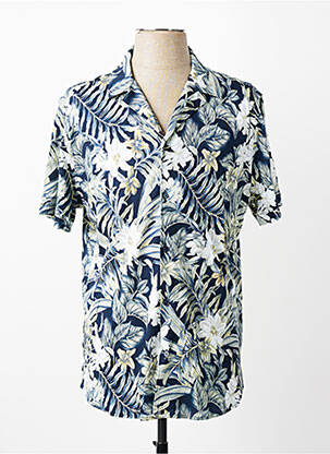 Chemise manches courtes col tailleur bleu DESOTO homme