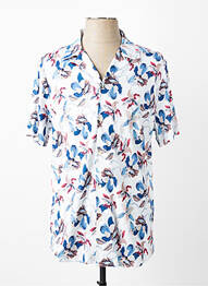 Chemise manches courtes col tailleur bleu DESOTO homme