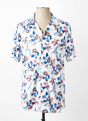 Chemise manches courtes col tailleur bleu DESOTO homme