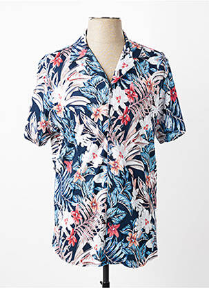 Chemise manches courtes col tailleur bleu DESOTO homme