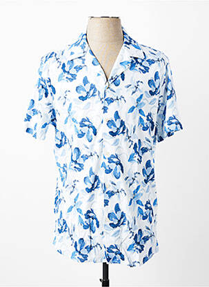 Chemise manches courtes col tailleur bleu DESOTO homme