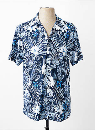Chemise manches courtes col tailleur bleu DESOTO homme