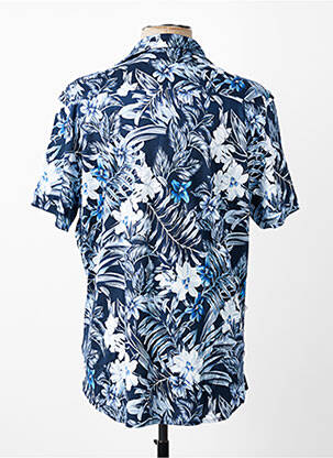 Chemise manches courtes col tailleur bleu DESOTO homme