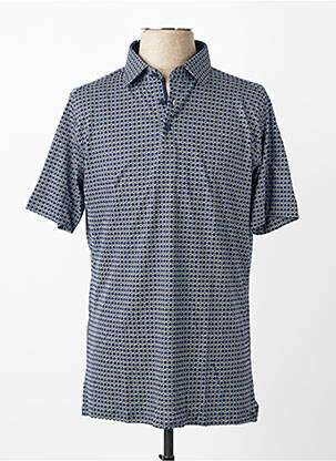 Polo tissage jersey manches courtes bleu DESOTO homme