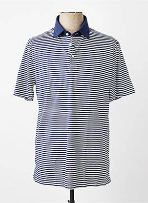 Polo imprimé rayures manches courtes bleu fonce DESOTO homme