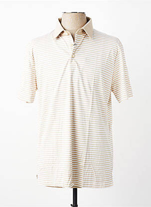 Polo imprimé rayures manches courtes beige DESOTO homme