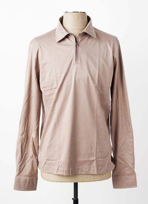 Polo manches longues manches longues marron DESOTO homme