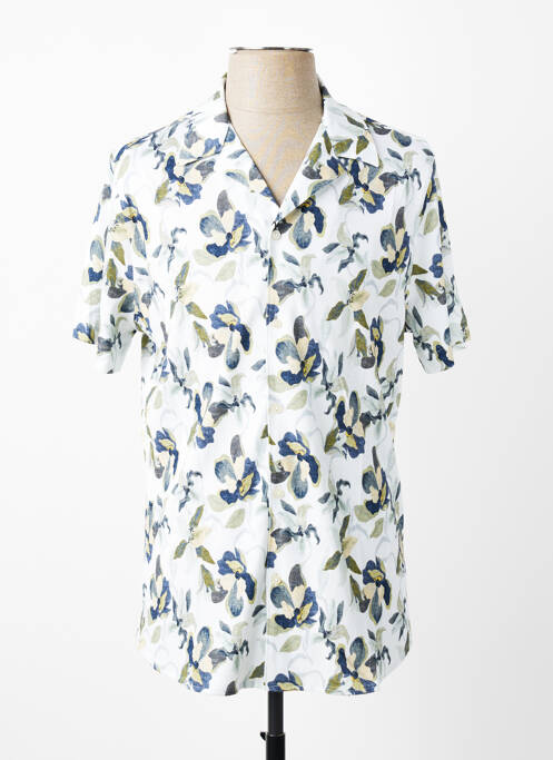 Chemise manches courtes col tailleur bleu DESOTO homme