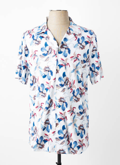 Chemise manches courtes col tailleur bleu DESOTO homme