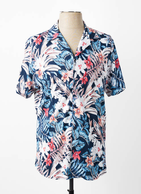 Chemise manches courtes col tailleur bleu DESOTO homme